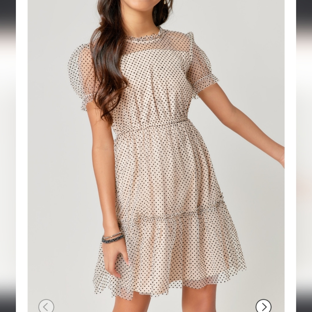 franki Puff Sleeve Polka Dot Dress For Girls